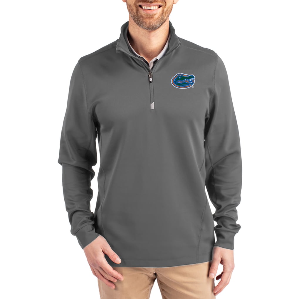  Florida Gators Cutter & Buck DryTec Traverse Stretch Eco Tri-Blend Quarter-Zip Pullover - Gray